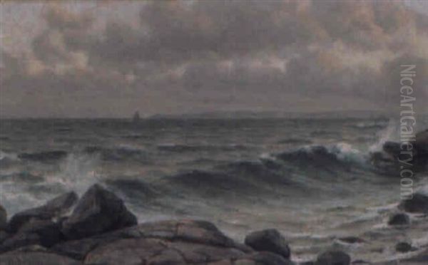 Kustlandskap Oil Painting by Berndt Adolf Lindholm