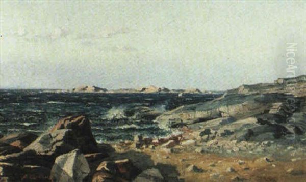 Kust Med Klippor Och Hav Oil Painting by Berndt Adolf Lindholm