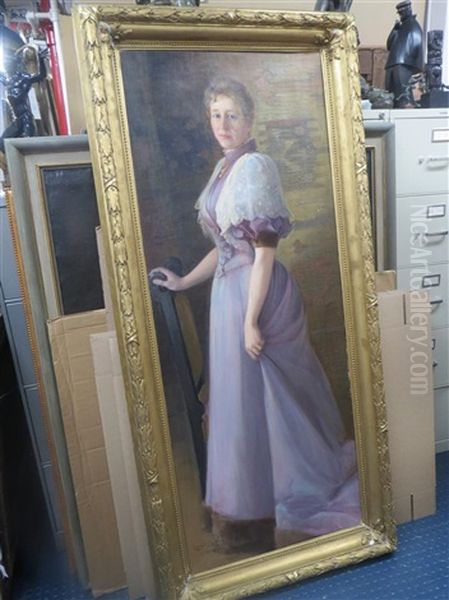 Portrait Of A Lady In Lavender Oil Painting by Carl Olof Eric Lindin