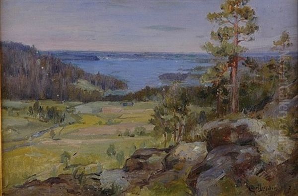 Highland Scene Oil Painting by Carl Olof Eric Lindin