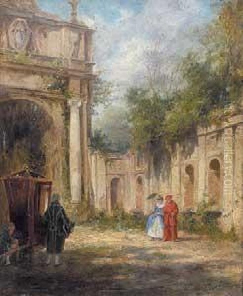 Nella Villa D'este A Tivoli Oil Painting by Vittorio Benisson