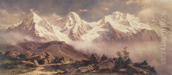 Eiger, Monch Und Jungfrau Oil Painting by Johann Wilhelm Lindlar