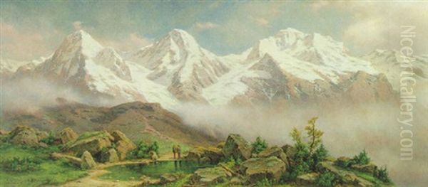 Blick Auf Eiger, Monch Und Jungfrau Oil Painting by Johann Wilhelm Lindlar