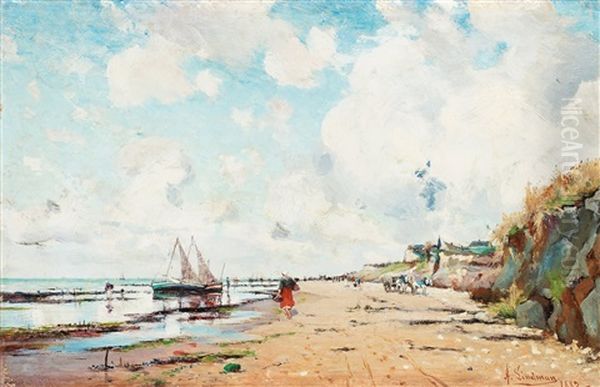 Coastal Scene From Villerville Oil Painting by Axel Lindman