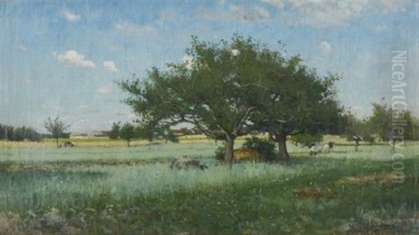 Sommarlandskap, Barbizon Oil Painting by Axel Lindman