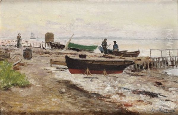 Strandmotiv Fran Hellebak, Danmark Oil Painting by Axel Lindman