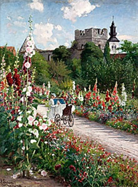 Stockrosallen, Visby Oil Painting by Axel Lindman