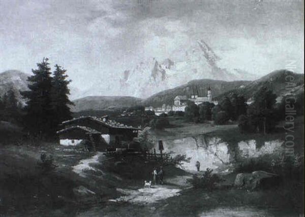 Berchtesgaden Oil Painting by Johann Lindner