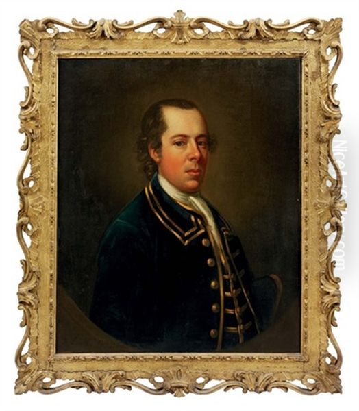 Portrait Of Samuel Cook In A Blue Coat, A Tricorn Hat Under His Left Arm Oil Painting by Francis Lindo