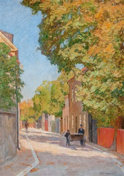 Northern Church Street Oil Painting by Herman Lindqvist