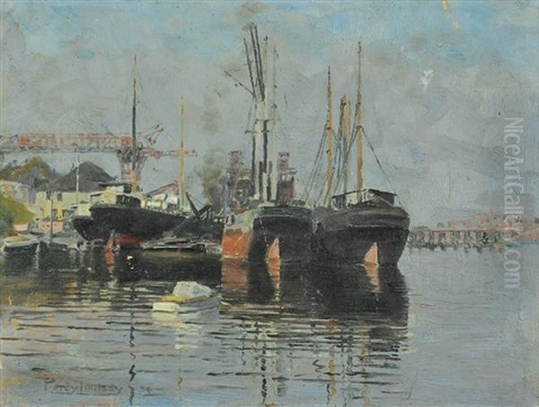 Boatyard, Sydney Harbour by Perceval Charles (Percy) Lindsay