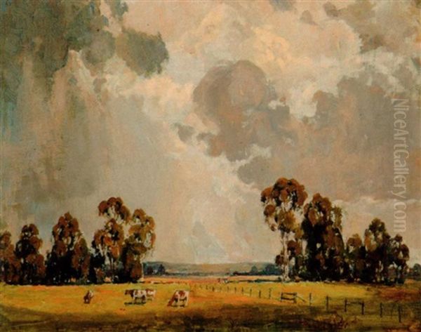 Pastoral Oil Painting by Perceval Charles (Percy) Lindsay