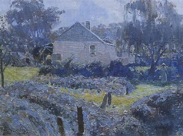 Lavender Cottage Oil Painting by Perceval Charles (Percy) Lindsay