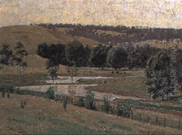 Bowral Pastoral Oil Painting by Perceval Charles (Percy) Lindsay