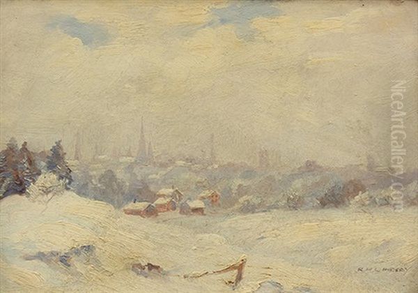 Outskirts Of Brockville, Late Snow Oil Painting by Robert Henry Lindsay