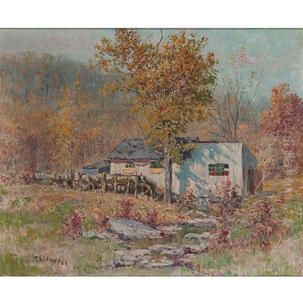 Cottage Scene Oil Painting by Thomas Corwin Lindsay