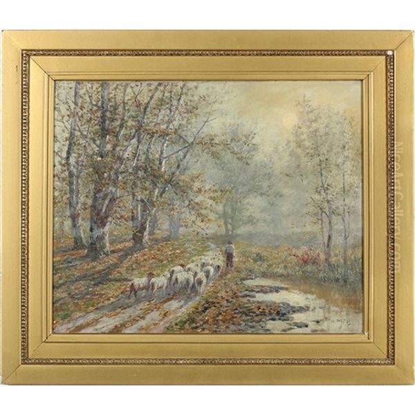 Sheep Oil Painting by Thomas Corwin Lindsay