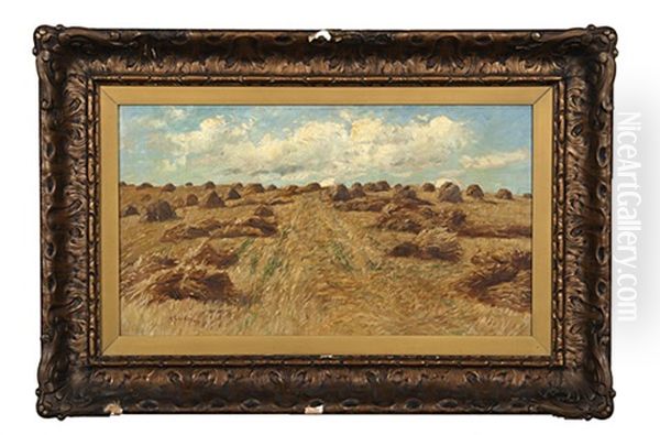 Landscape With Hay Oil Painting by Thomas Corwin Lindsay