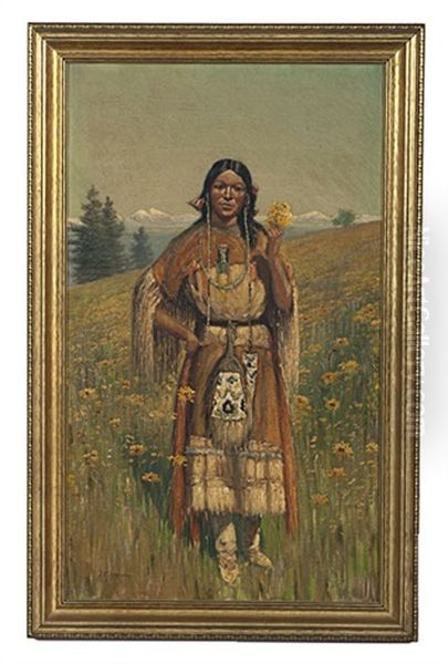 Indian Painting Oil Painting by Thomas Corwin Lindsay