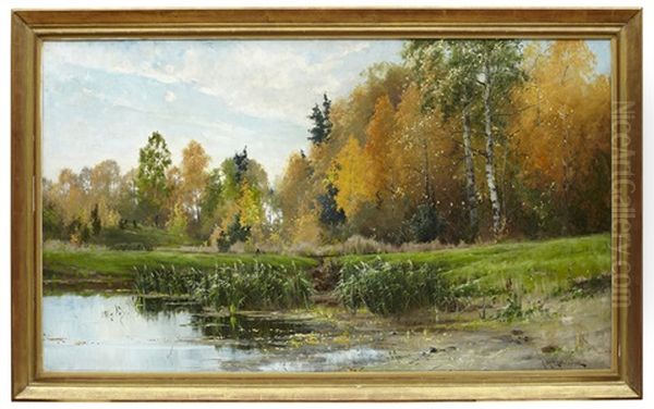 Septemberdag Oil Painting by Arvid Mauritz Lindstroem