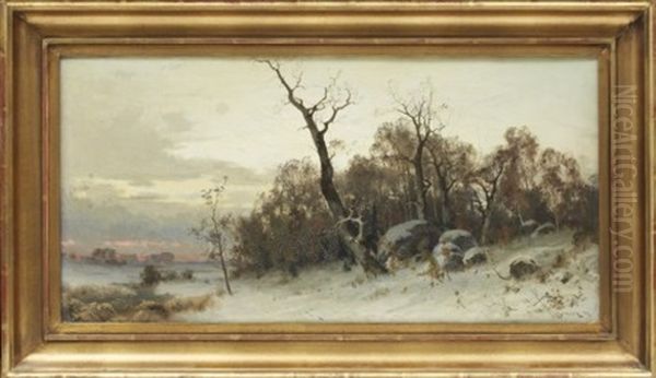 Vinterlandskap Oil Painting by Arvid Mauritz Lindstroem