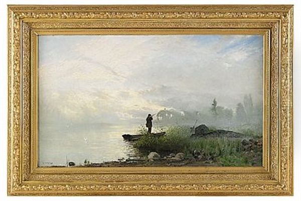 Fageljakt I Insjon Oil Painting by Arvid Mauritz Lindstroem