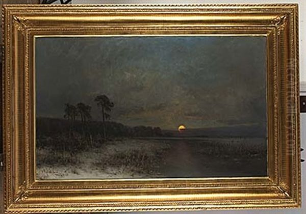 Skymningslandskap Oil Painting by Arvid Mauritz Lindstroem