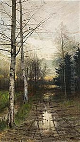 Hostskymning Oil Painting by Arvid Mauritz Lindstroem