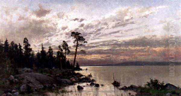 Stilla Sommarvik Oil Painting by Arvid Mauritz Lindstroem