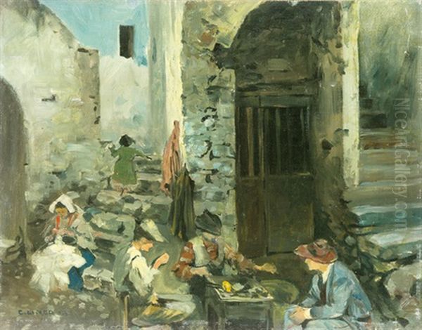 Belebte Gasse In Terracina Oil Painting by Carl August Liner