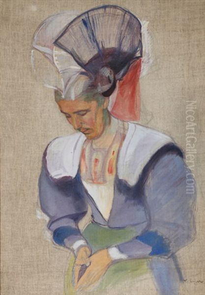 Appenzellerin In Tracht. Studie Oil Painting by Carl August Liner