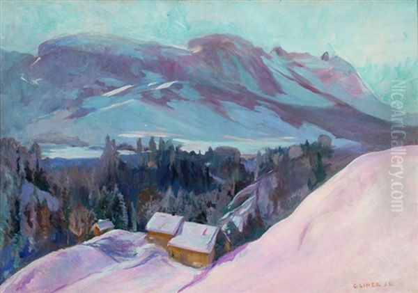 Winterlandschaft Mit Ebenalp Oil Painting by Carl August Liner