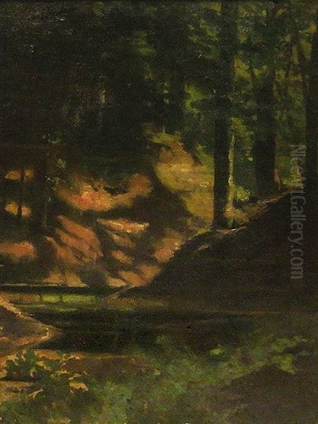 Waldpartie Mit Kleinem Gewasser. Studie Oil Painting by Carl August Liner