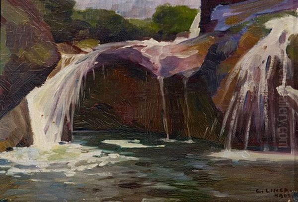 Wasserfall Oil Painting by Carl August Liner