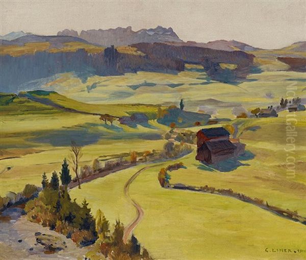 D'muhli. Lank, Appenzell Oil Painting by Carl August Liner