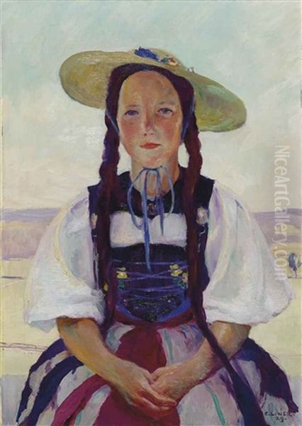 Madchen In Aargauertracht Oil Painting by Carl August Liner