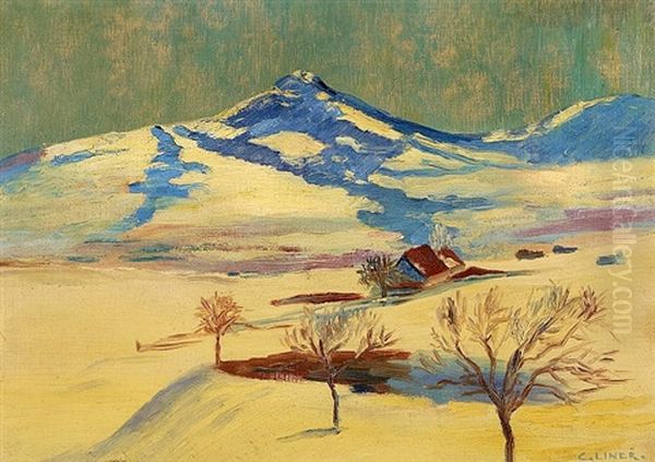 Schnee Im Marz - Blick Auf Die Faneren Oil Painting by Carl August Liner