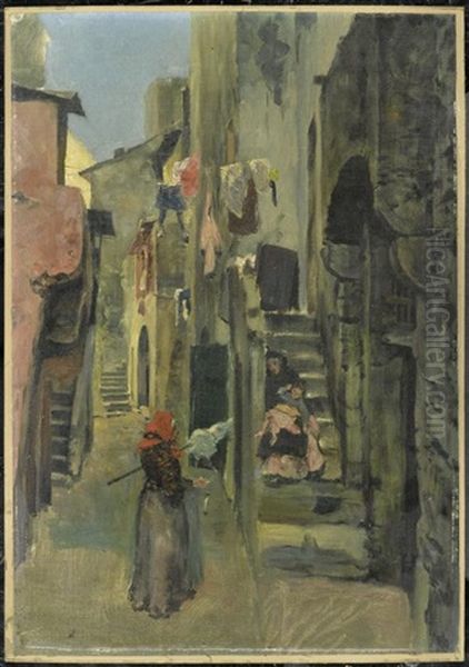 Strassenszene In Italien Oil Painting by Carl August Liner