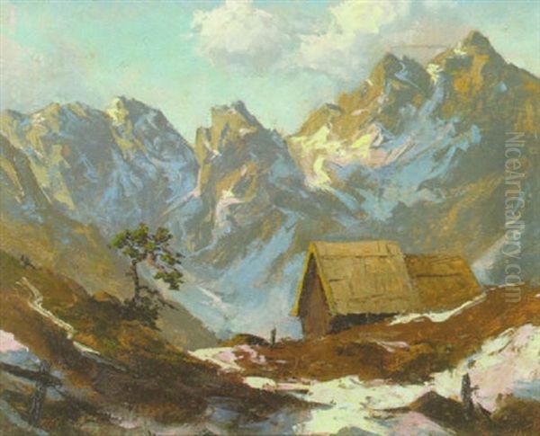 In Den (lechtaler?) Alpen Oil Painting by Carl August Liner