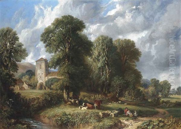 A Pastoral Idyll Oil Painting by Henry Harris Lines