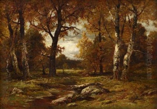 Woodland Scene Oil Painting by Charles Linford