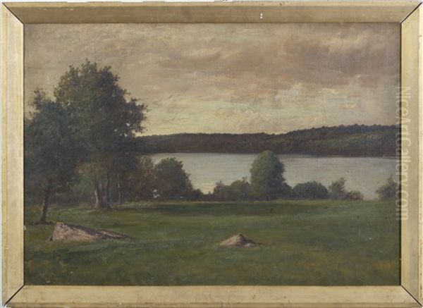 View From The Shore Of A Lake Oil Painting by Charles Linford