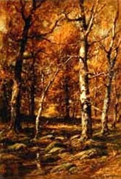 Forest Scene Oil Painting by Charles Linford