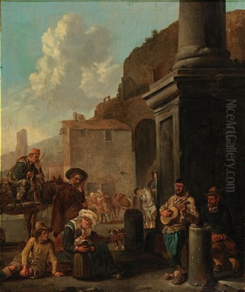 Roman Musicians Oil Painting by Johannes Lingelbach