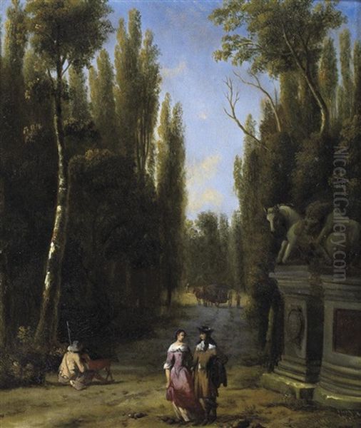 Rendezvous Im Park Oil Painting by Johannes Lingelbach