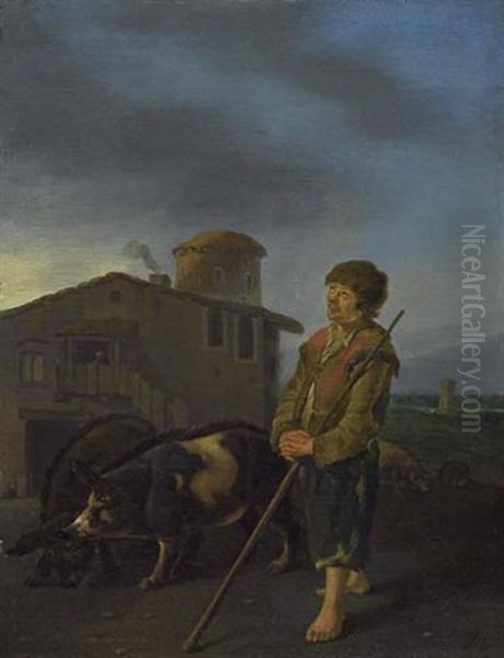 Der Verlorene Sohn Hutet Schweine Oil Painting by Johannes Lingelbach