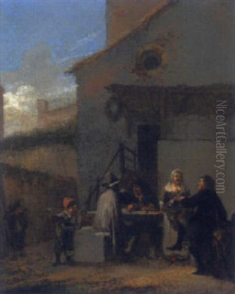 Vor Der Schenke Oil Painting by Johannes Lingelbach