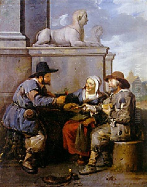 Le Dejeuner Devant La Statue Oil Painting by Johannes Lingelbach