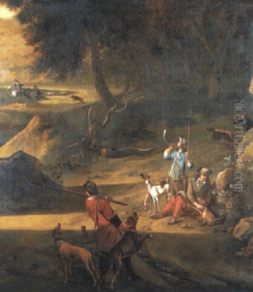 Scene De Chasse Oil Painting by Johannes Lingelbach