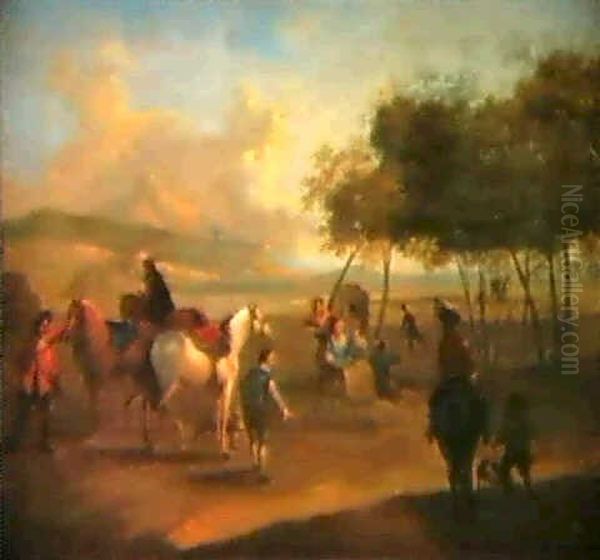 Reiter In Einer Landschaft Oil Painting by Johannes Lingelbach